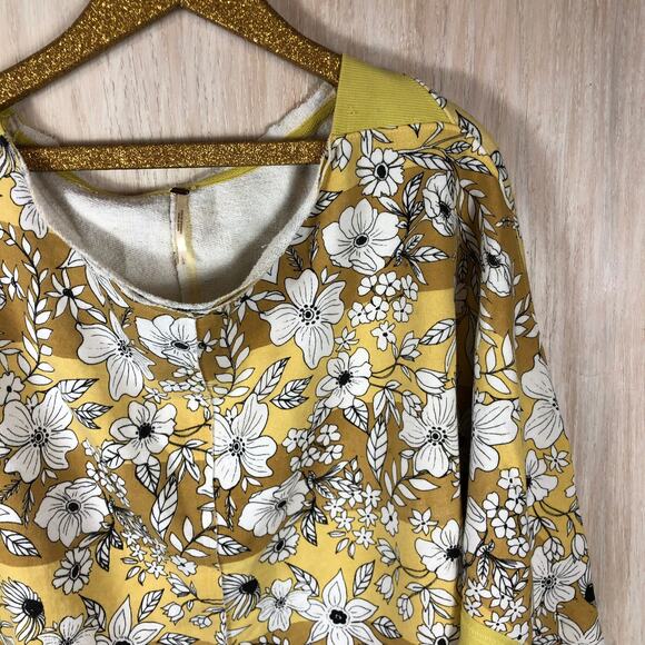 Free People Goldendust Floral Martin Slouchy Cropped Dolman Pullover Size Large - Picture 2 of 10